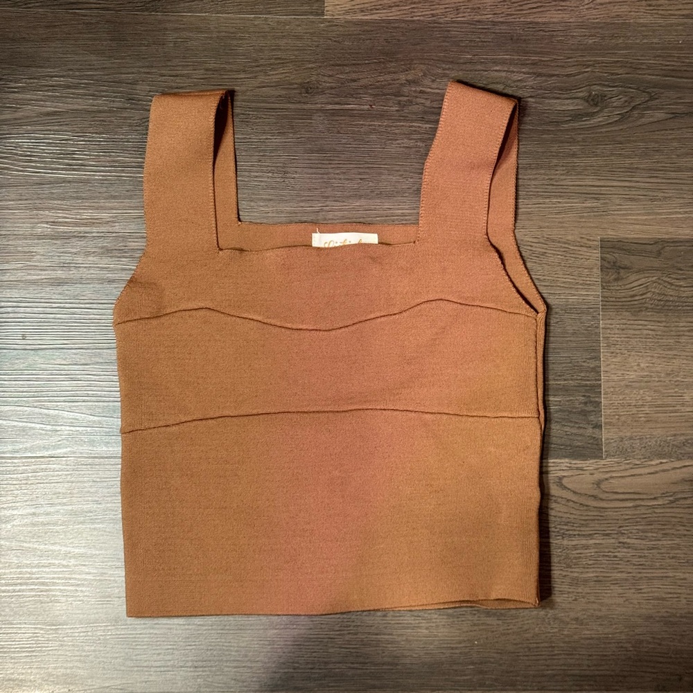 Listicle brown Sleeveless Crop Tank Top